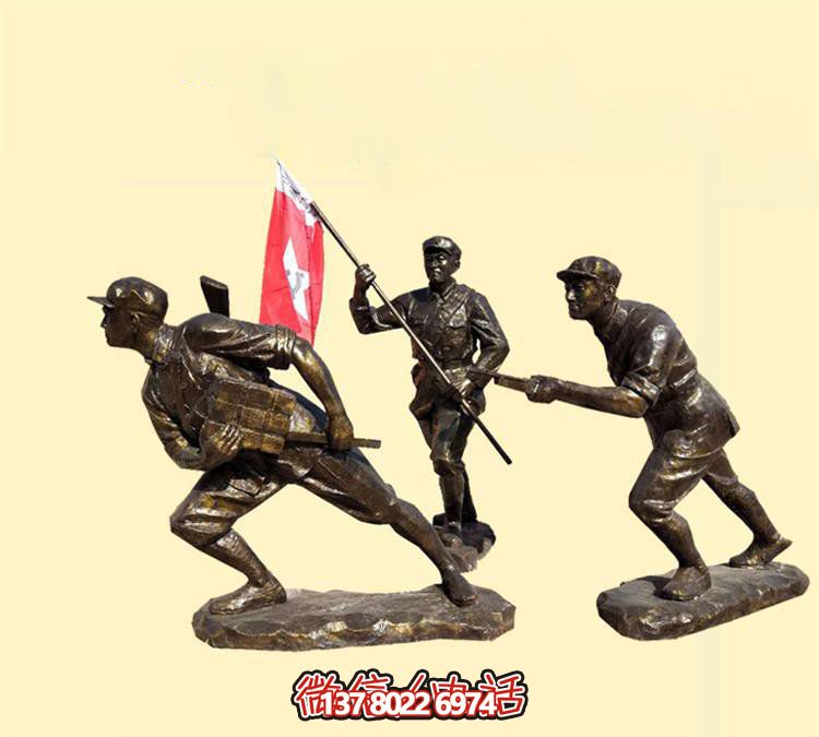 玻璃鋼八路軍雕塑，創(chuàng)意奔跑廣場裝飾
