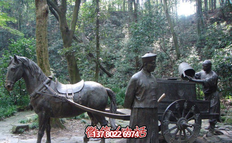 仿古青銅馬車(chē)雕塑，為景區(qū)商業(yè)街增添古典風(fēng)情