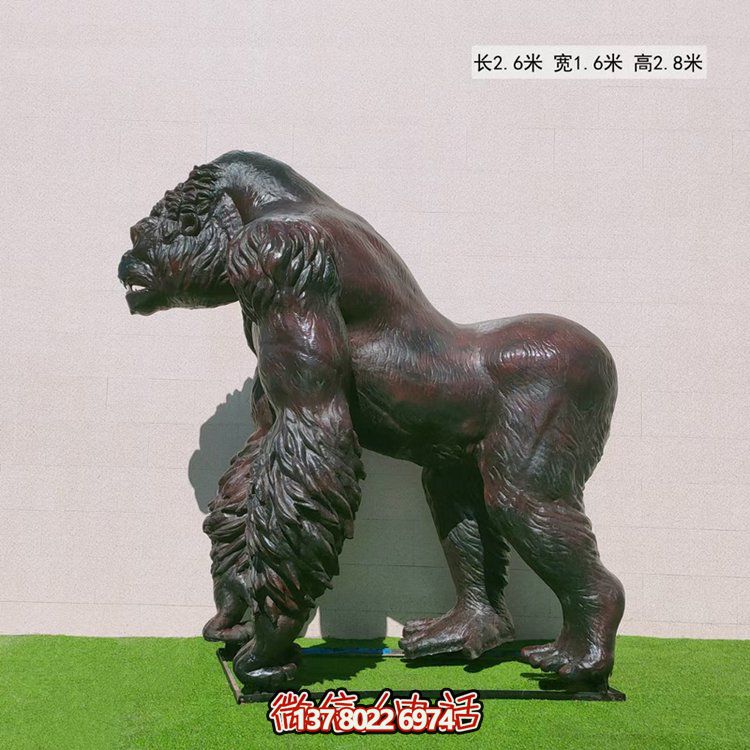 玻璃鋼仿真大猩猩動(dòng)物雕塑，點(diǎn)綴游樂(lè)園游樂(lè)擺放