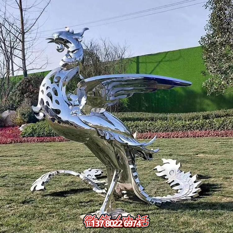 精美不銹鋼鳳凰雕塑，裝飾您的室外景觀