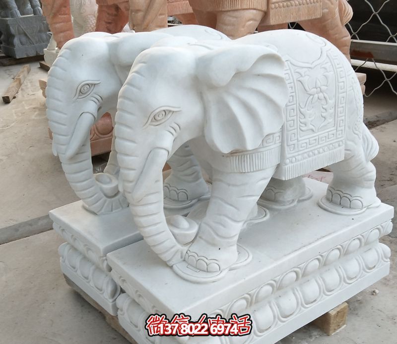 漢白玉雕塑，招財(cái)大象，令您鎮(zhèn)宅景區(qū)庭院更加迷人