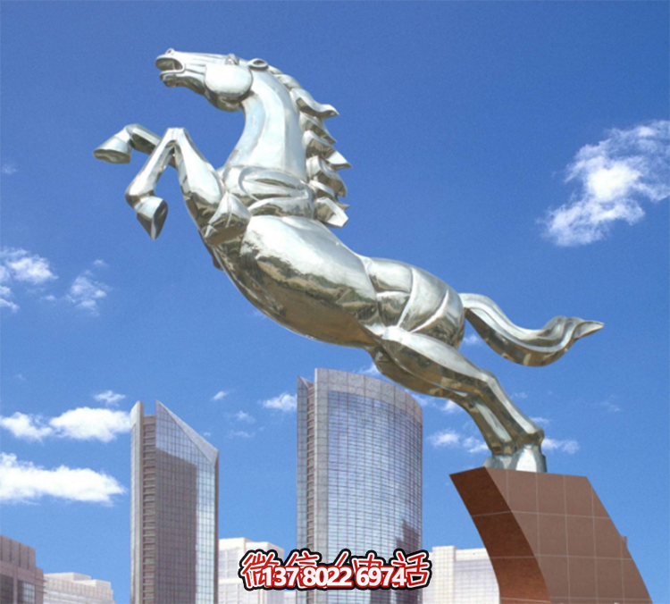 不銹鋼馬兒雕塑，鏡面騰空的馬兒雕塑，企業(yè)精神標(biāo)識(shí)標(biāo)志