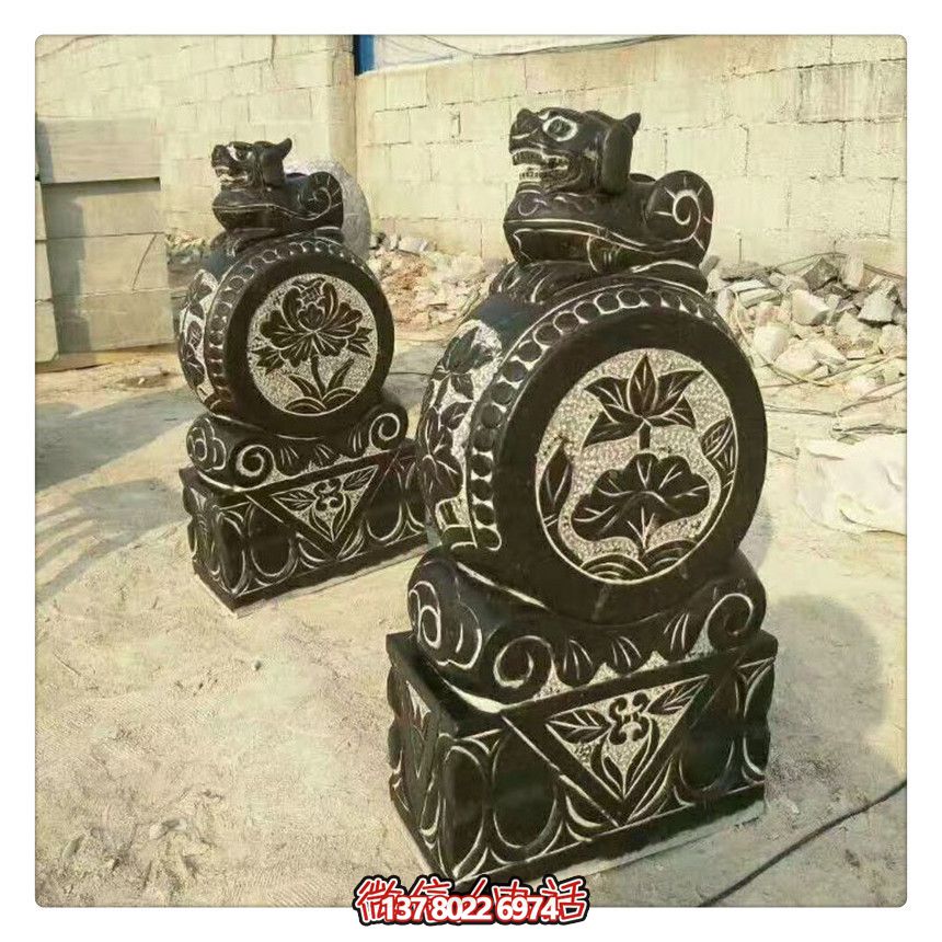 青石抱鼓石門(mén)墩酒店門(mén)口大型戶外擺件雕塑庭院裝飾