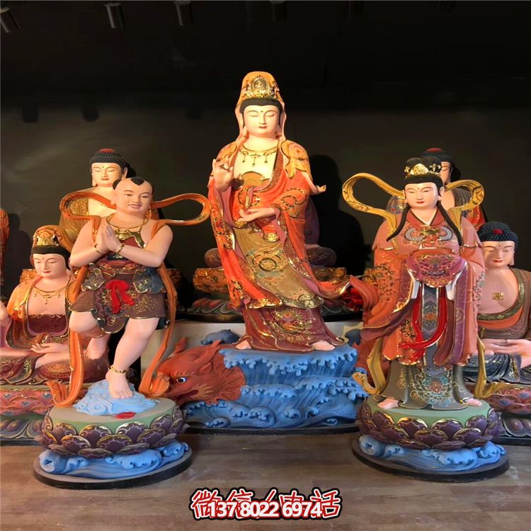 景區(qū)寺廟玻璃鋼彩繪觀(guān)音雕塑