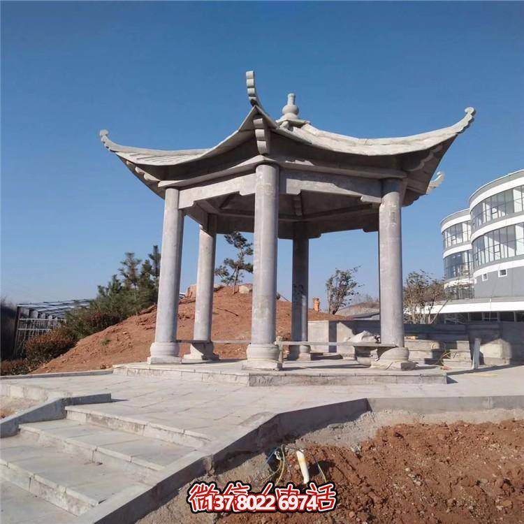 小區(qū)戶(hù)外園林?jǐn)[放花崗巖大理石六角涼亭