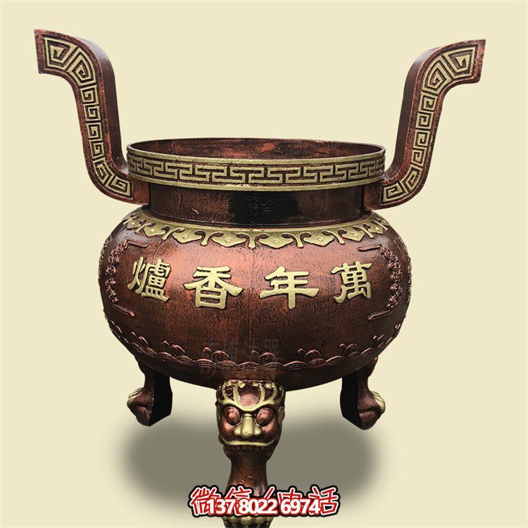家用銅雕上香祈福鼎，香爐雕塑
